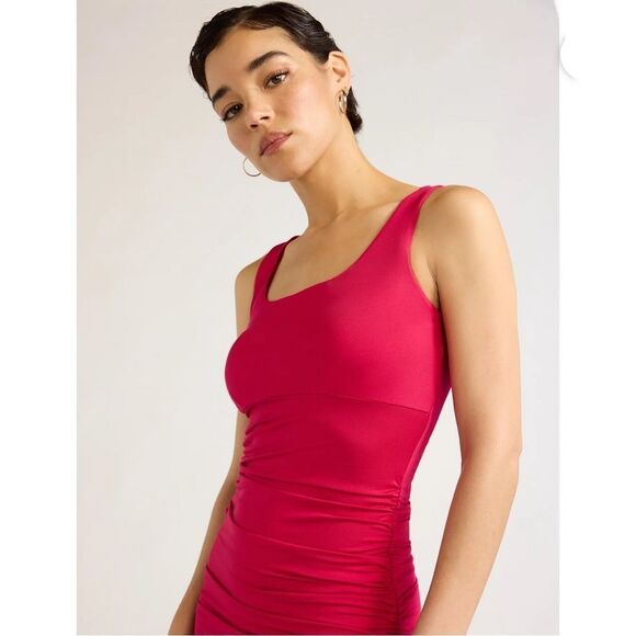 Sofia Womens Body Sculpting Ruched Tank Dress, Below Knee Length Size XXL - Picture 4 of 6